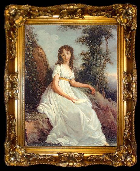 framed  Mattieni, Teodoro Girl with Letter, ta009-2